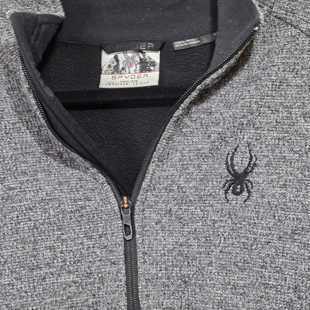 Spyder Men's Gray Black 1/4 Zip Pullover Fleece Jacket Size L